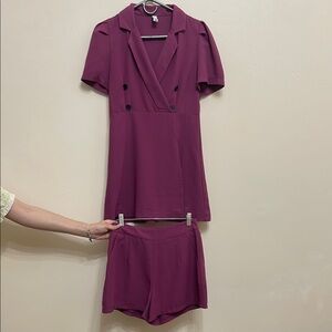Chic Plum Short Sleeve Romper Set